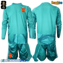 Maglie da calcio Spagna Portiere Seconda Maglia Bambino Mondiali 2026  Manica Lunga + Pantaloni corti)